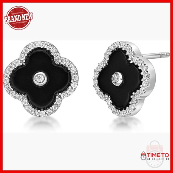 Sterling Silver Stud Earrings with Gemstones Hypoallergenic Gold Plated